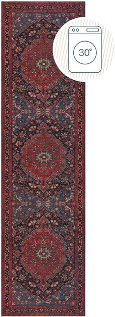 Flair Rugs Vintageteppich Medallion in Rot, Waschbar, B: 60 cm, L: 230 cm - Bild 1