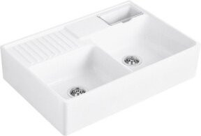 Villeroy & Boch Spülstein Doppelbecken C-plus aus Keramik in Weiß, Wandhängend, Breite: 90 cm - Bild 1