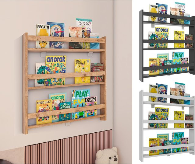 VCM Kidos Holzregal hängend für Kinderzimmer, Wandboard aus Holz, H x B x T: 80 x 70 x 10 cm - Bild 1