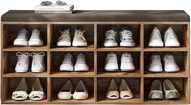Songmics Sitzbank Custos mit 12 Fächern als Schuhregal in Braun - Bild 1