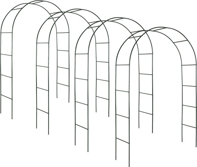 tectake 4er-Set Rosenbogen aus Stahl in Grün, B: 140 cm, T: 40 cm, H: 240 cm - Bild 1