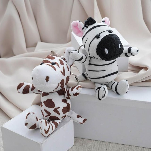 Linyi toy Schlüsselanhänger Tiere Zebra Giraffe, 12 cm, Kinder, gray - Bild 1