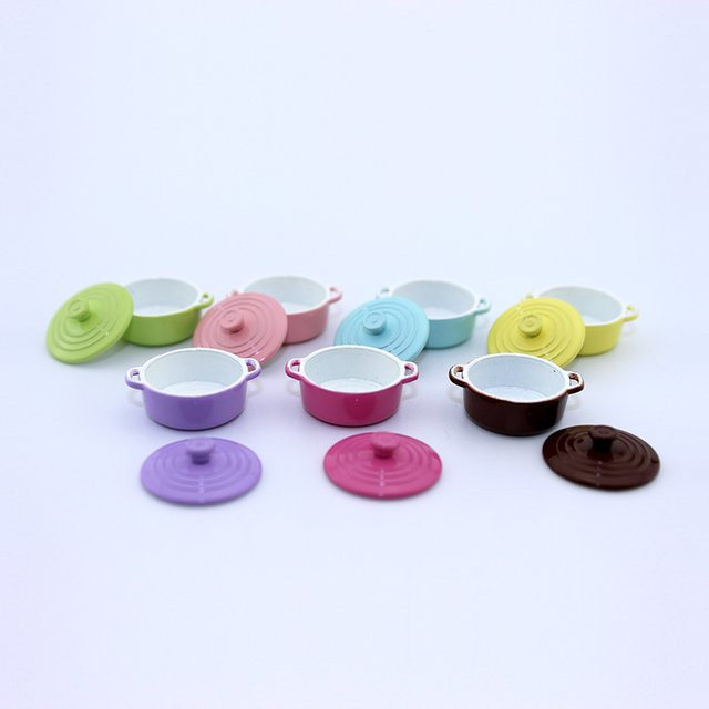 Miniatur Bunte Suppe Topf, Puppenhaus Zubehör, Metall, Bunt / Mehrfarbig - Bild 1