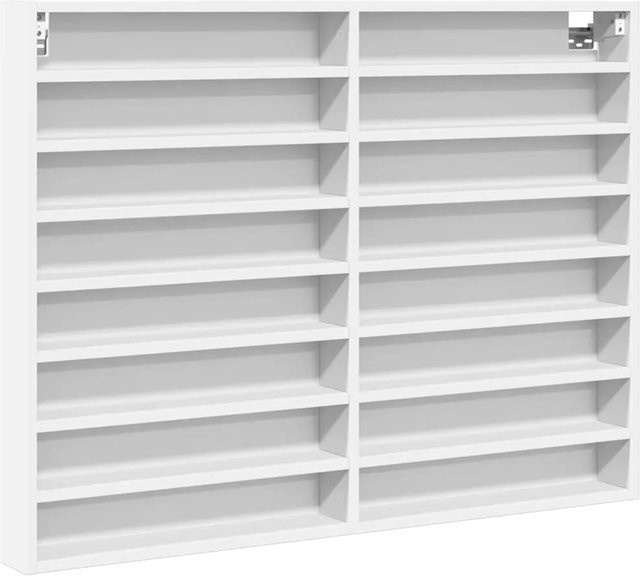 vidaXL Vitrinenschrank Weiß mit Glastüren aus Holzwerkstoff, B/H/T: 100 x 75 x 8,5 cm - Bild 1