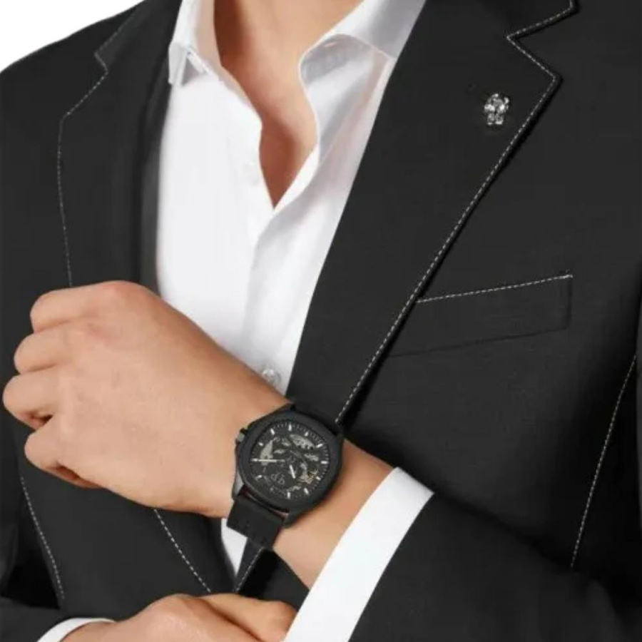 Philipp Plein Automatik Herrenuhr, Edelstahl, 42 mm, Schwarz, 5 ATM - Bild 4