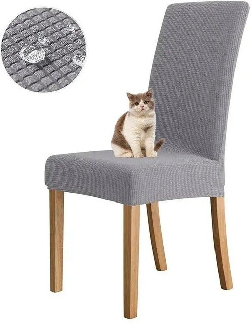 Wasserdichter Jacquard-Stuhlbezug von BC-Warm Home in Grau, verstellbar und abnehmbar für Esszimmer, Büro oder Küche - Bild 1