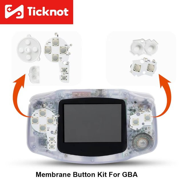 TicKnot GBA Membran Taste Tactile Upgrade Kit für Gameboy Advance in Weiß zur Reparatur korrodierter Taste Pads - Bild 1