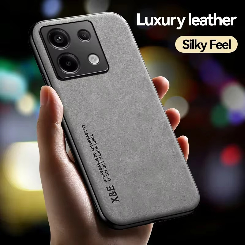 Magnetische Wildleder-Hülle für Xiaomi Redmi Note 13 Pro Plus, Redmi Note 12, Redmi Note 12S Pro, Xiaomi 13T und 12T Pro, stoßfeste matte Silikon-Softcover in Grau - Bild 2