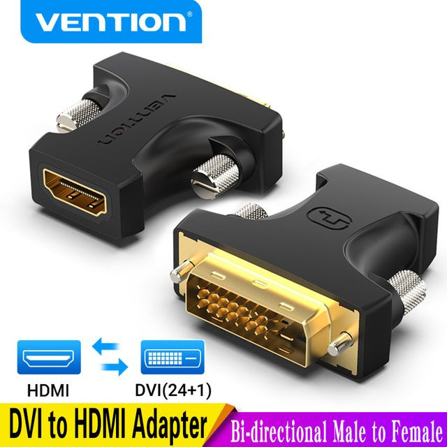 Vention DVI zu HDMI Adapter Bi-direktional DVI-D 24+1 Stecker auf HDMI Buchse Konverter in Schwarz - Bild 1