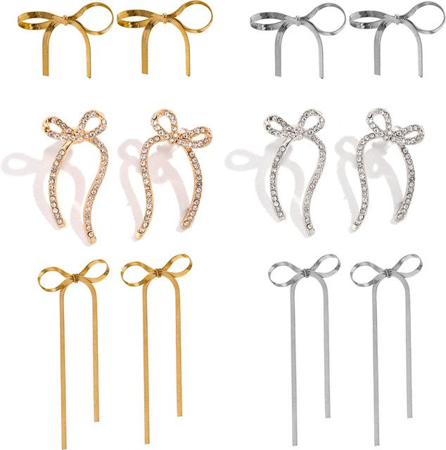 ohhaio Ohrstecker Edelstahl, Zirkonia, Schleifenanhänger, Unisex - Bild 1