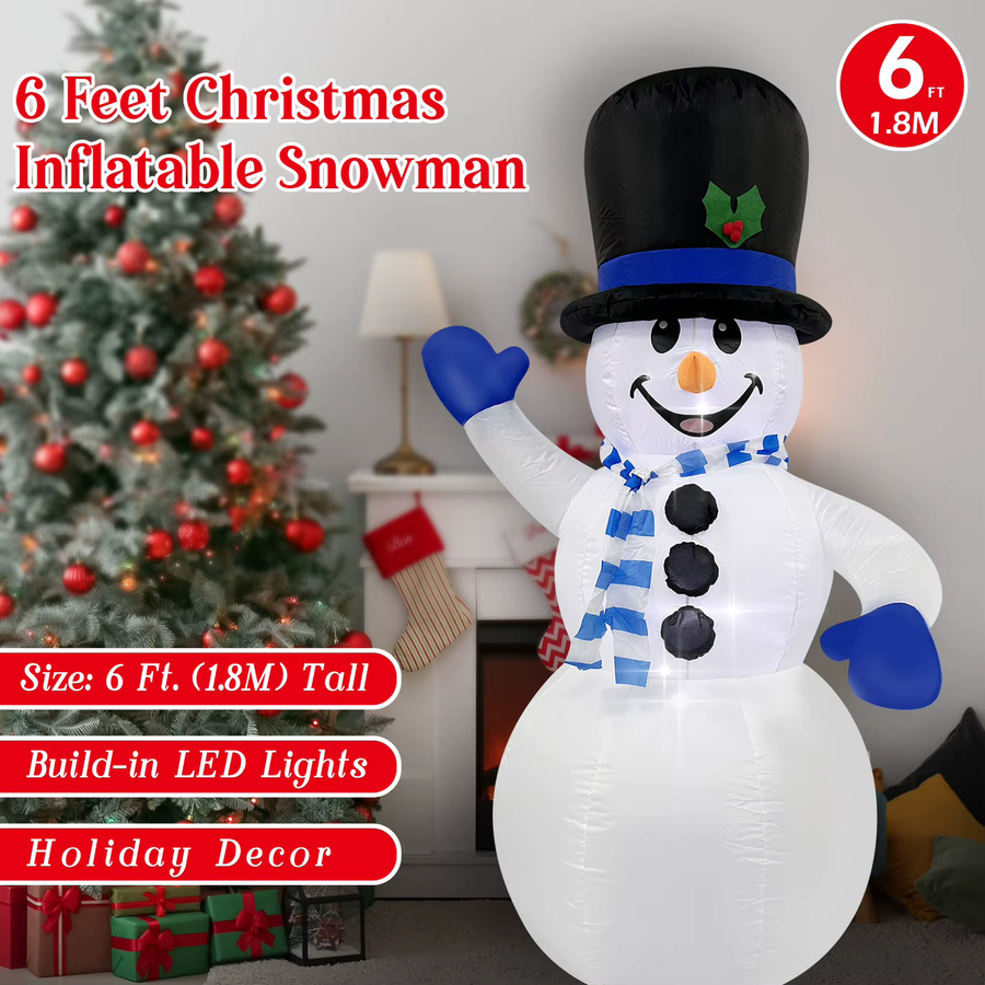 Aufblasbarer Weihnachts-Schneemann von WAYDEKO, LED-beleuchtet, Blau/Weiß, Höhe: 180 cm - Bild 4