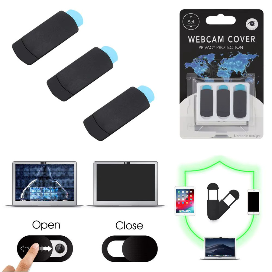 3er-Pack Universal Webcam Abdeckung Shutter in Schwarz für Laptop, Tablet, Smartphone und Computer - Bild 2