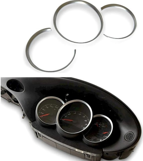 NOVATRUM Armaturenbrett-Zifferblattringe Blendenverkleidung für Porsche 986 Boxster in Matt Chrom Silber - Bild 1