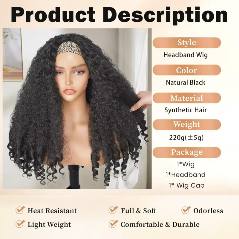 Suri Hair Halbperücke, Afro Lockig, Synthetisch, Schwarz, 22 Zoll, Damen - Bild 2