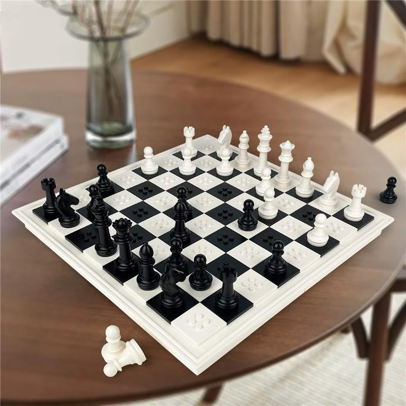 Yiran toy Schachspiel Faltbare Bausteine mit Aufbewahrungsbox Schwarz Weiß - Bild 4