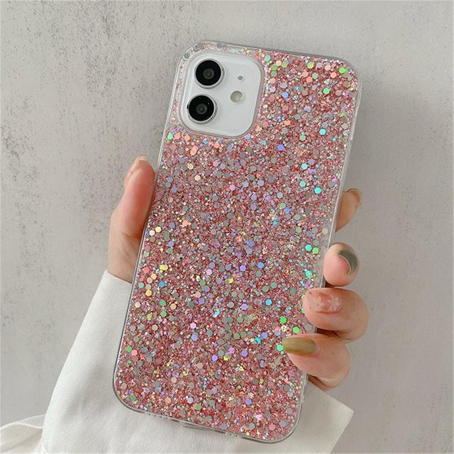 Glitzer Pailletten Handyhülle aus weichem Silikon für Apple iPhone in Pink - Bild 1