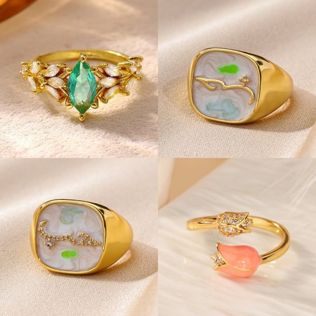 HPTOTMG Ring, 18 Karat vergoldet, Zirkonia, Damen - Bild 1