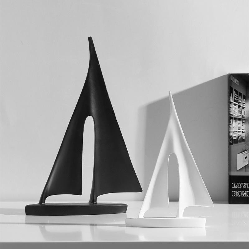 Nordisches Segelboot aus Harz als moderne Dekoration für dein Wohnzimmer oder Büro, B/T/H: 29,5 x 20,5 x 20,5 cm - Bild 3