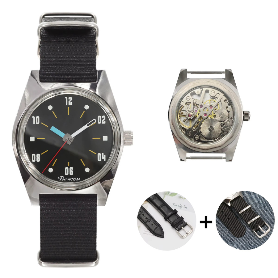PHANTOM Armbanduhr, Handaufzug, Edelstahl, Schwarz, Herren - Bild 6