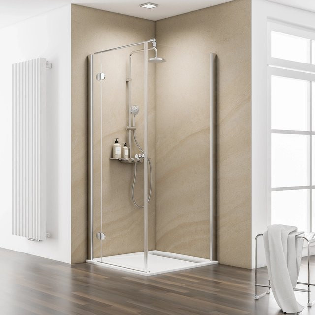 Schulte ExpressPlus MasterClass Duschkabinen-Seitenwand Drehtür mit Easy-Clean-Beschichtung, Glas Transparent, B/T/H: 89,2 x 91,2 cm, Anschlag Links - Bild 1