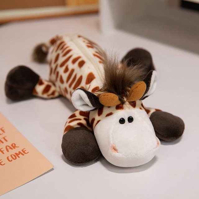 MARKET-3 Plüsch Federmäppchen mit Tier-Motiv Elefant Löwe oder Capybara, Große Kapazität Schreibwaren Aufbewahrungstasche für Kinder, Mehrfarbig, Breite: 26 cm - Bild 1
