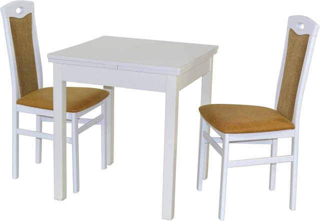 3teilige Essgruppe Leander III von Möbel direkt online in Weiß aus Buche Massivholz und Stoff - Bild 1