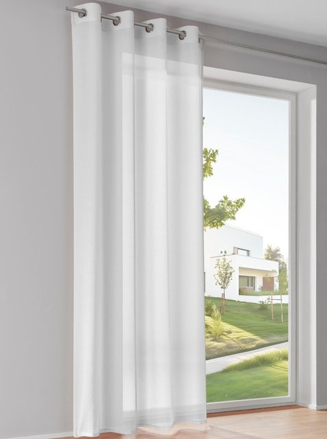 Dekostore Heine Home halbtransparentes Vorhangpanel aus 100% Polyester in Weiß mit Ösen - Bild 1