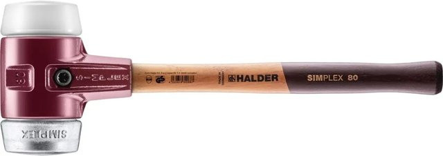 Halder Simplex Schonhammer mit Superplastik-Kopf und Tempergussgehäuse, Farbe: Silber/Weiß, Durchmesser: 80 mm - Bild 2