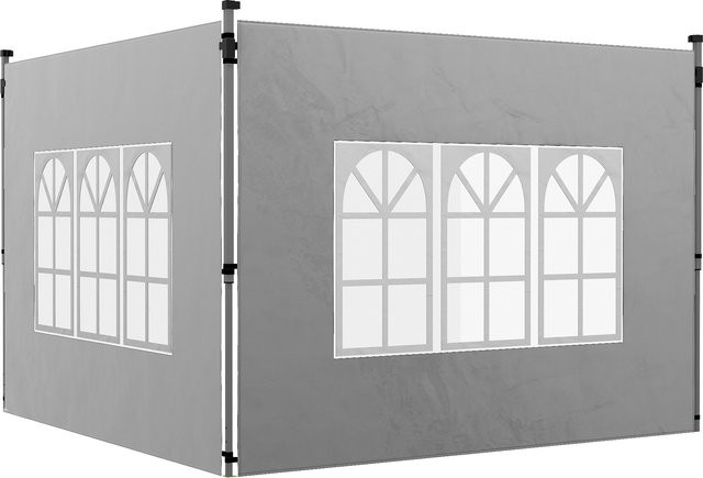 Outsunny 2er-Set Pavillon-Seitenwände mit Fenster aus wasserdichtem Oxfordstoff für 3x3 m oder 3x4 m Partyzelte, Wind- und Sichtschutz, Hellgrau - Bild 1