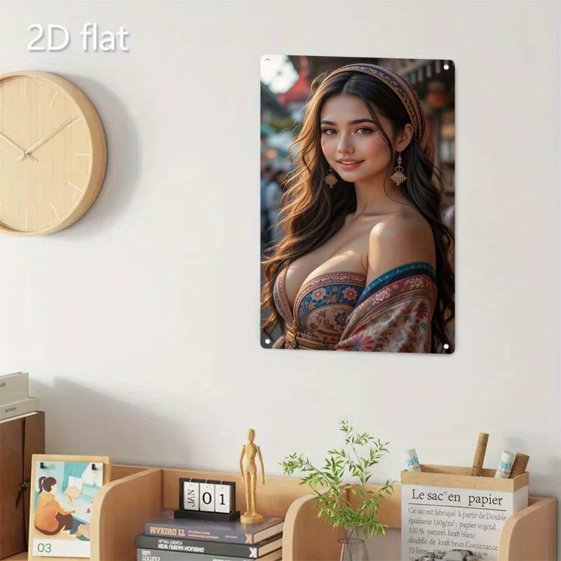HELLOYOUNG Metall Wandkunst Boho Frau Porträt in Braun und Multicolour als dekoratives Wandbild - Bild 3
