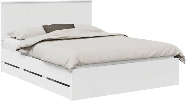 vidaXL Bettrahmen mit Schubladen in Weiß aus Holzwerkstoff B/T/H: 150 x 200 cm - Bild 1