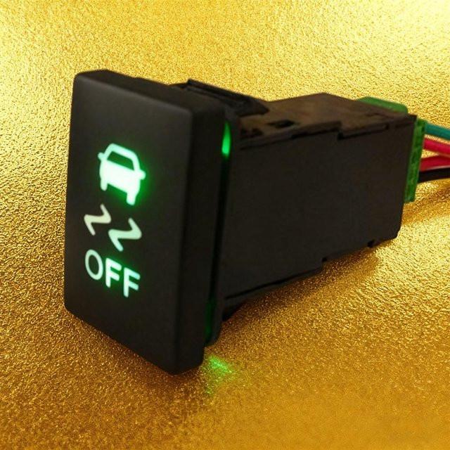 Koogeelife Beleuchteter Taster Ein Aus mit grüner LED für Prado Land Cruiser, Schwarz, 12V-24V - Bild 1