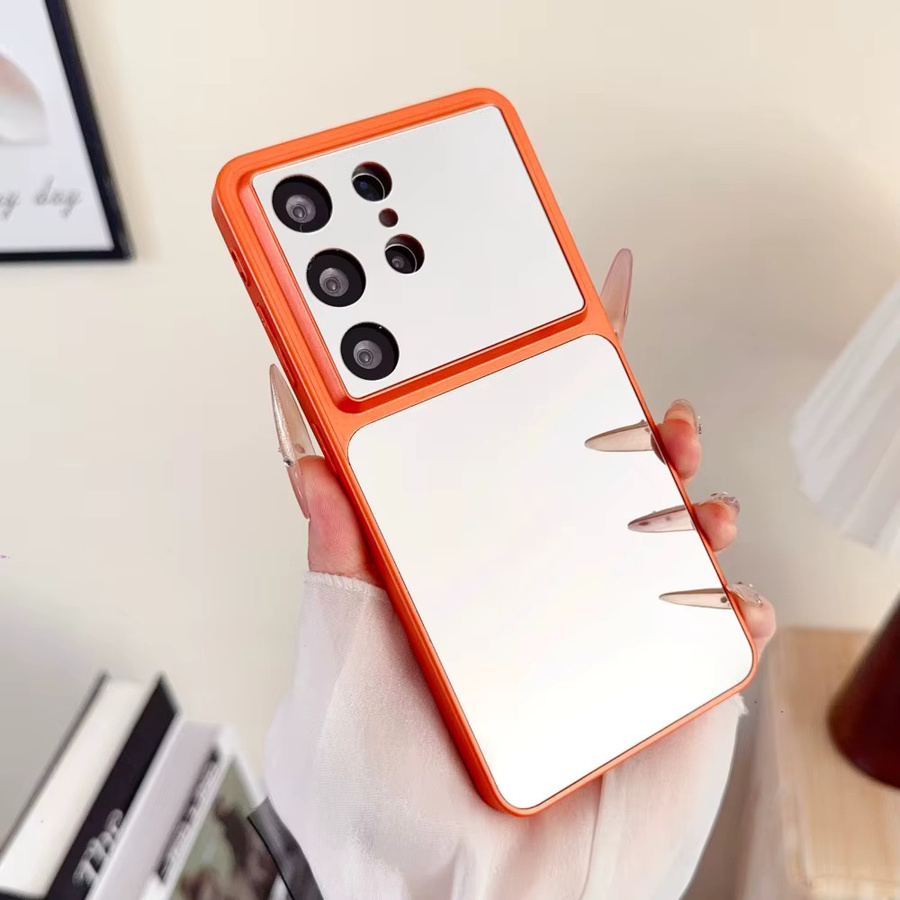 Original Mirror Makeup Handyhülle mit MagSafe Wireless Charging für Samsung Galaxy S24 S25 S26 Ultra und Plus in Orange - Bild 1