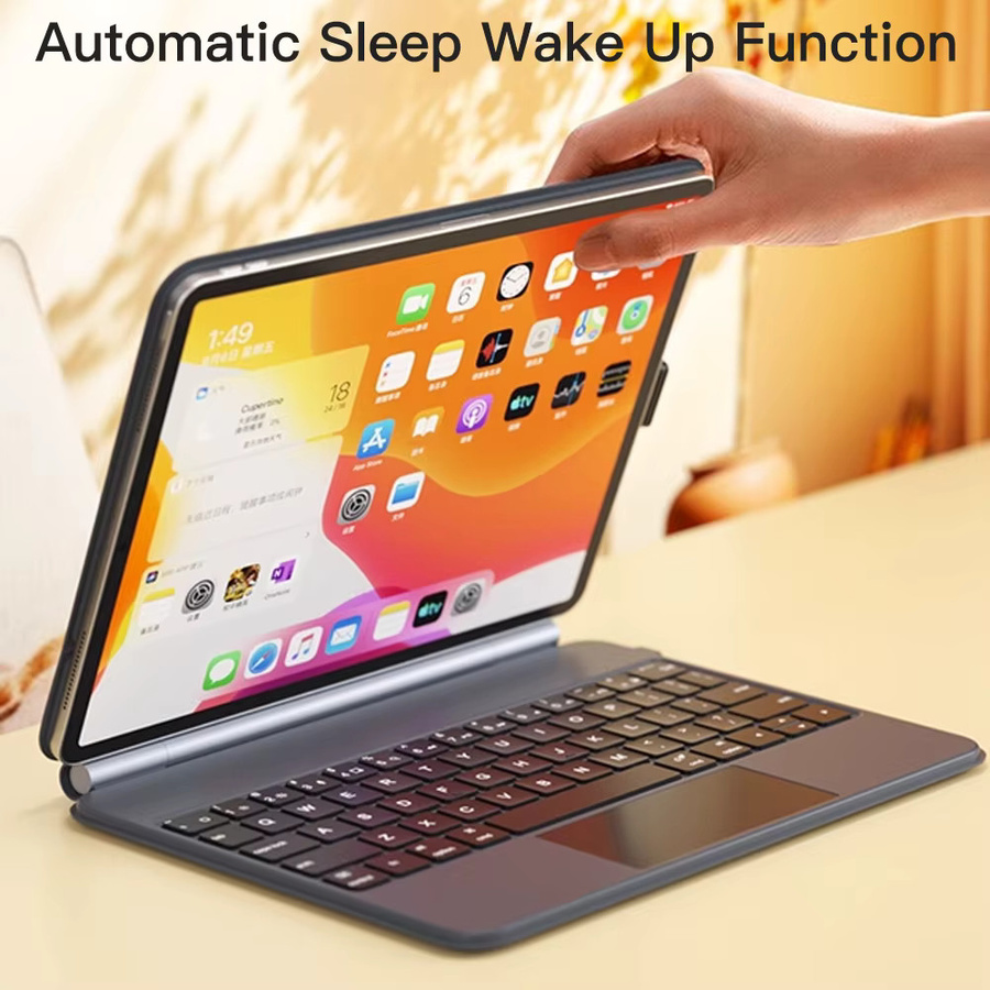 READYYEAH Magic Keyboard Folio Smart Case mit spanischer Tastatur für iPad 10. Gen, 11. Gen, iPad Pro 11 und 12.9, iPad Air 4 und 5, Farbe: Schwarz - Bild 4