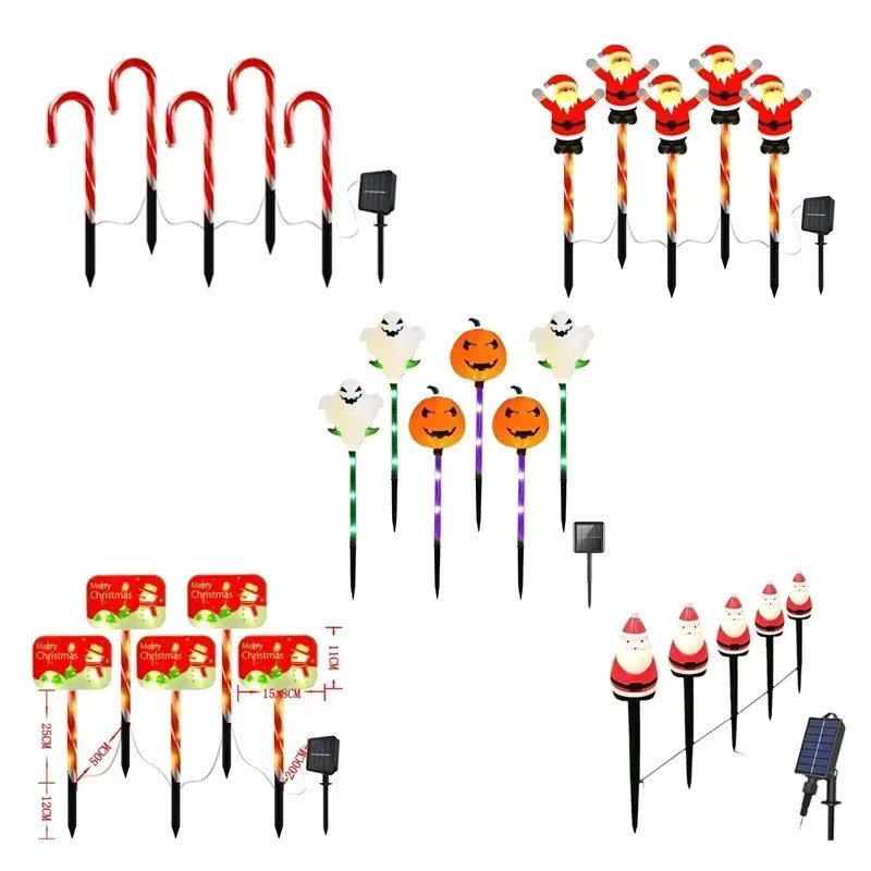 Solar Halloween Kürbis und Geister LED Weglichter, Wasserdichte Outdoor Gartenbeleuchtung in Orange und Schwarz - Bild 1