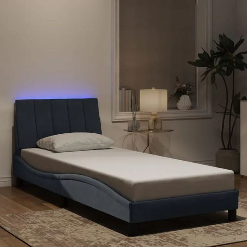 vidaxl Polsterbett Hanko mit LED aus Samt in Dunkelgrau B/T/H: 90 x 200 x 74,5 cm - Bild 1