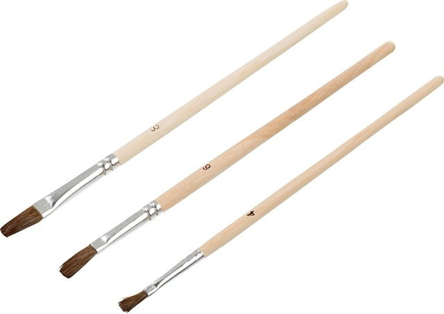 LUX-TOOLS 3-teiliges Ausbesserungspinsel-Set mit Synthetikborsten und Holzgriffen für wasserbasierte und lösungsmittelbasierte Lacke, Mehrfarbig - Bild 1