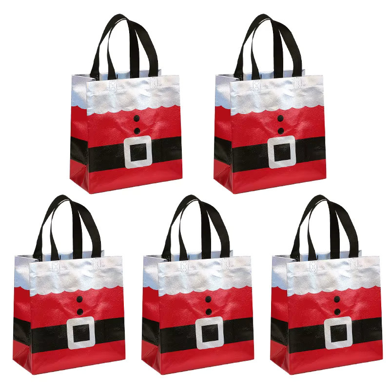 ZQNYCY Weihnachtliche Santa Claus Geschenktaschen aus Vlies in Rot mit Griff für Kinder und Dekoration - Bild 3