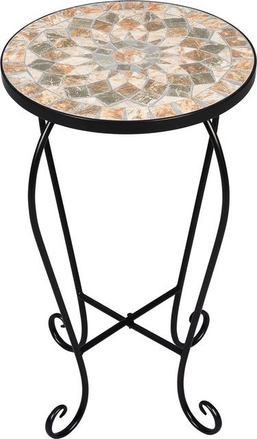 LIVARNO Mosaik-Beistelltisch in Multicolour mit Metallgestell, Durchmesser: 35,5 cm, Höhe: 58,0 cm - Bild 1