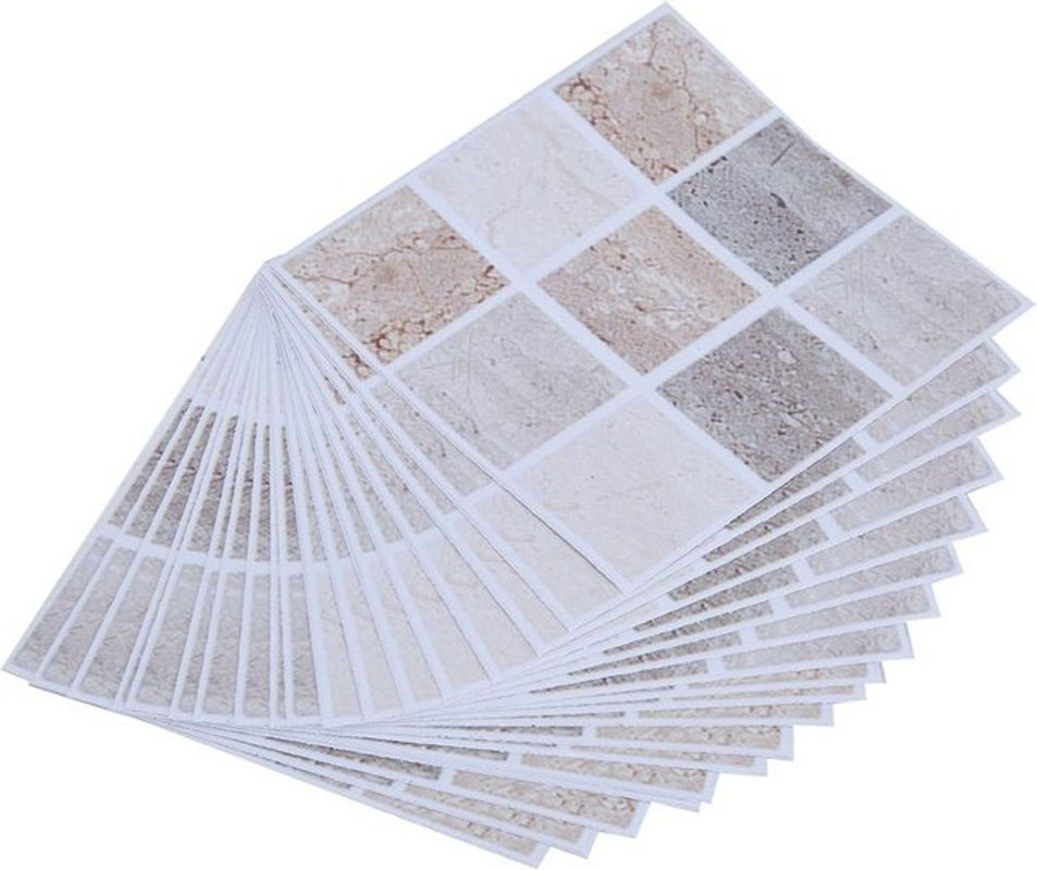 CosyHome Mosaik Fliesen Transfer Aufkleber Set, 18 Stück, Beige, Geometrisch, Quadratisch, B/B: 10 x 10 cm - Bild 1