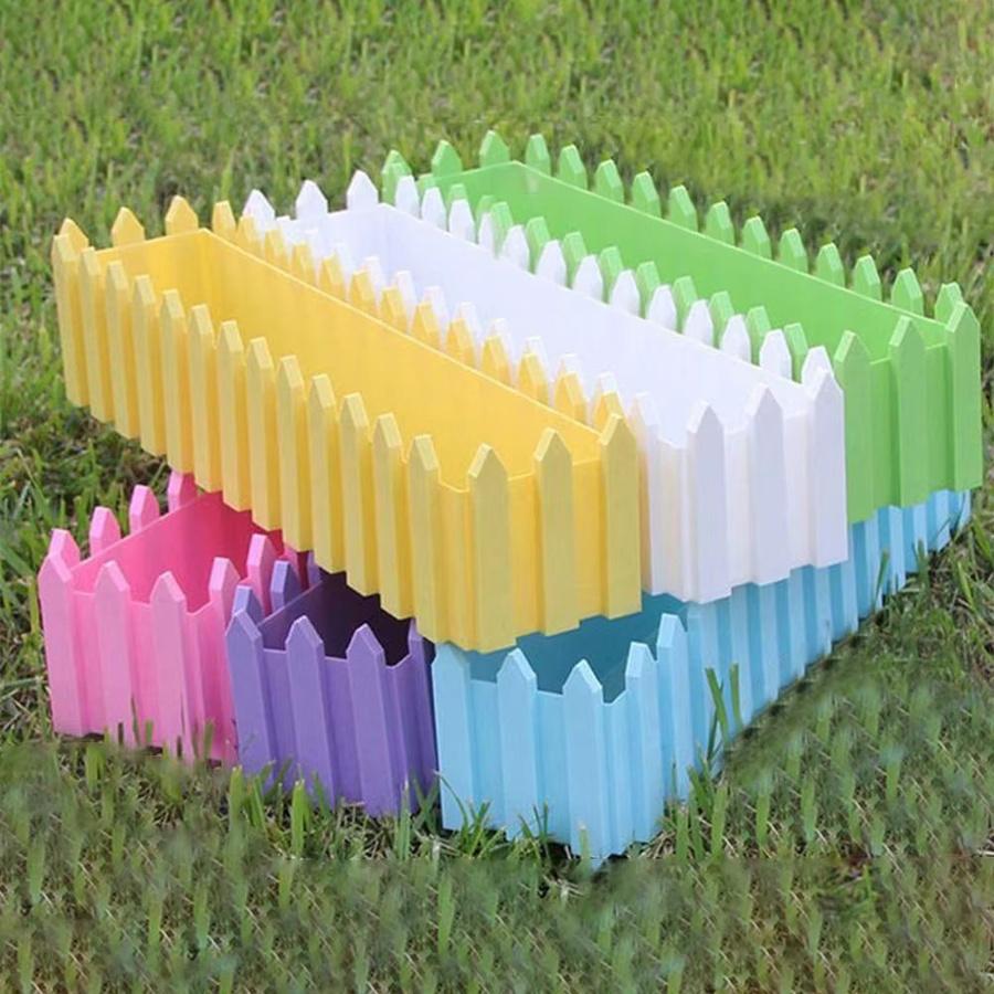 Rechteckige Zaun-Blumentöpfe für den Gemüsegarten in Pink und Multicolour, B/T/H: 29,5 x 9,0 x 8,5 cm - Bild 3