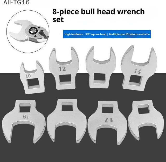 8-teiliges KOQZM Ratschenschlüssel-Set mit 3/8 Zoll Antrieb, austauschbarem Griff und Bullenkopf in Silber - Bild 1