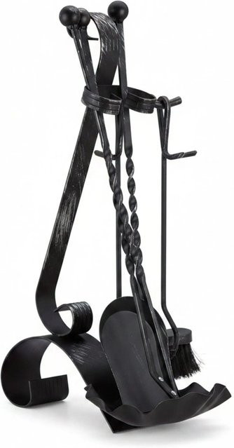 Relaxdays Kaminbesteck aus Stahl in Schwarz, 4-teilig, B/T/H: 57 x 21 x 36 cm - Bild 1