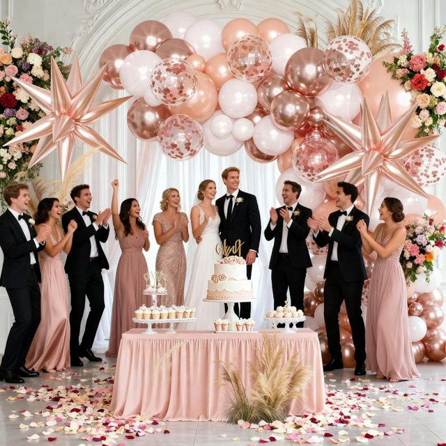 YAYB Ballonbogen-Set mit 140 Teilen in Rose Gold und Pink für Hochzeit, Valentinstag und Party-Dekoration - Bild 1