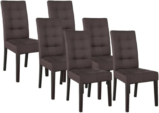 Vente-unique Stuhl Villosa Schokobraun mit Stoffbezug und Massivholzgestell - Bild 1