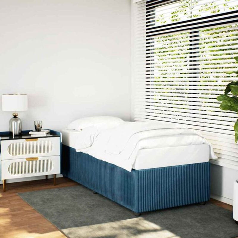 Vidaxl Polsterbett aus Samt und Holzwerkstoff in Blau, B/T/H: 100 x 200 cm - Bild 1