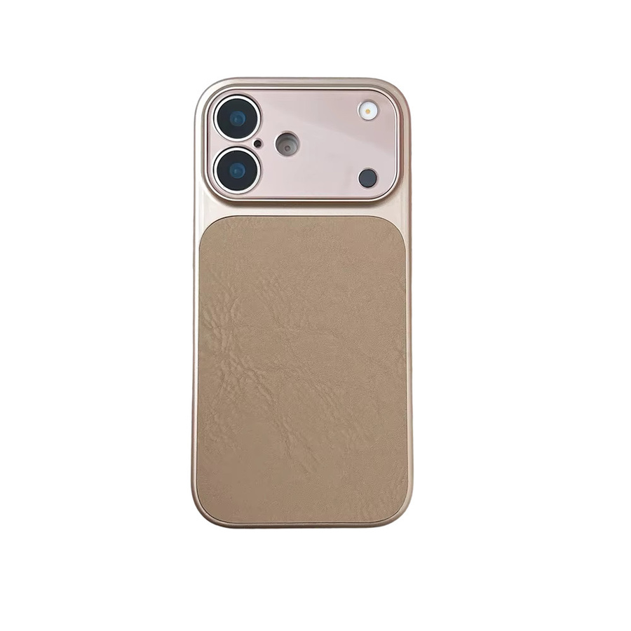 Xeber Leder Handyhülle mit großem Fenster für iPhone 17 16 15 14 13 Pro Max in Gold und Beige mit Linsenschutz und stoßfester matter Rückseite - Bild 2