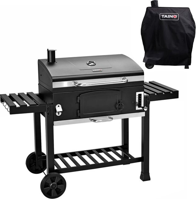Taino Hero XXL Smoker Set Holzkohlegrill mit Haube und Wagen in Schwarz - Bild 1
