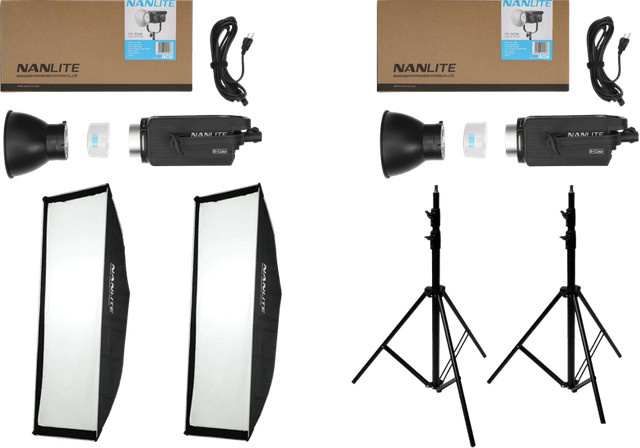 Nanlite FS300B LED Bi-Color Dual Kit mit Lichtstativ und Softbox in Schwarz - Bild 1