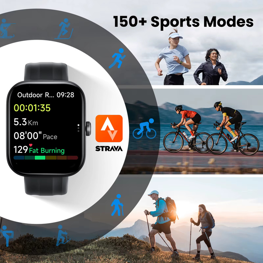 Haylou Watch Faro Smartwatch in Schwarz mit 2,01 Zoll HD-Bildschirm, Bluetooth-Sprachanruf-Funktion und 24-Stunden-Gesundheitsüberwachung für Männer und Frauen - Bild 3